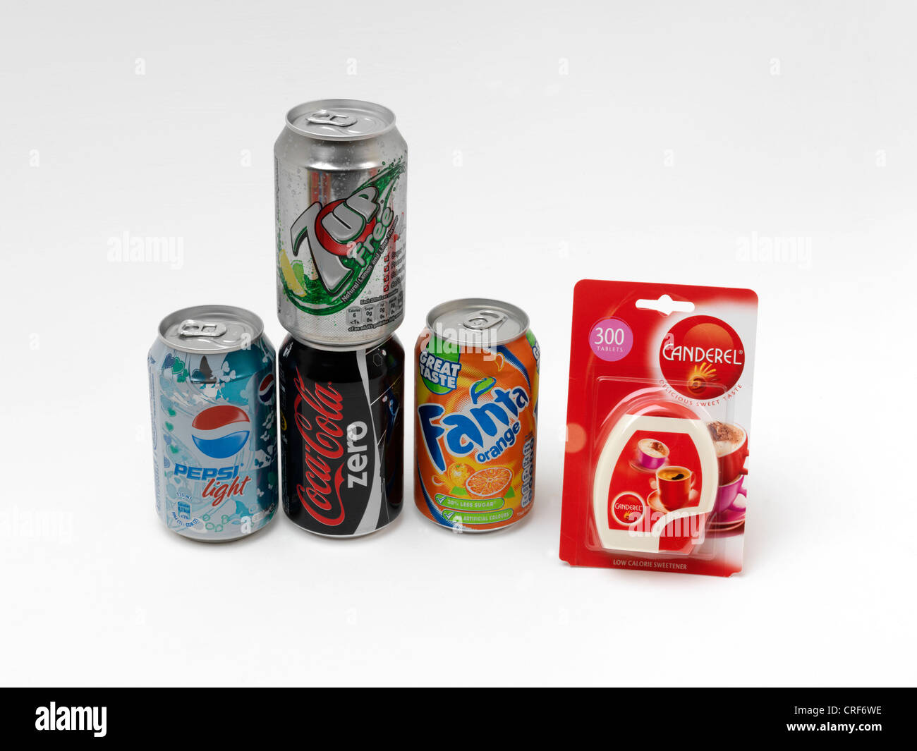 Kalorienarme Getränke und künstlichen Süßstoff Stockfoto