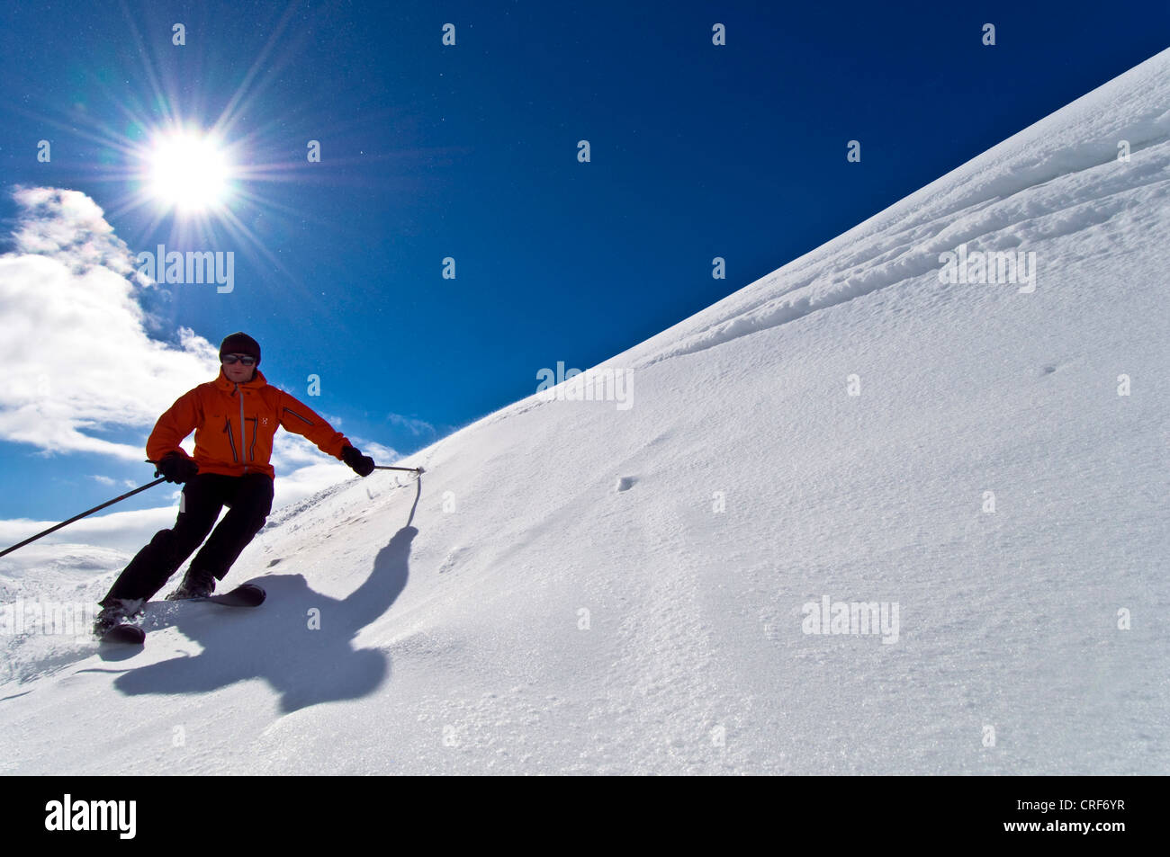 Skifahrer in Storulv n, Schweden, Jaemtlands Fjaell, Storulvan Stockfoto