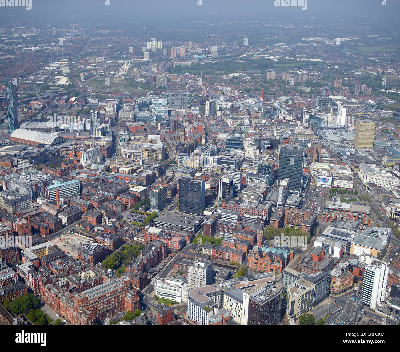 Manchester City Centre, aus der Luft, North West England Stockfoto