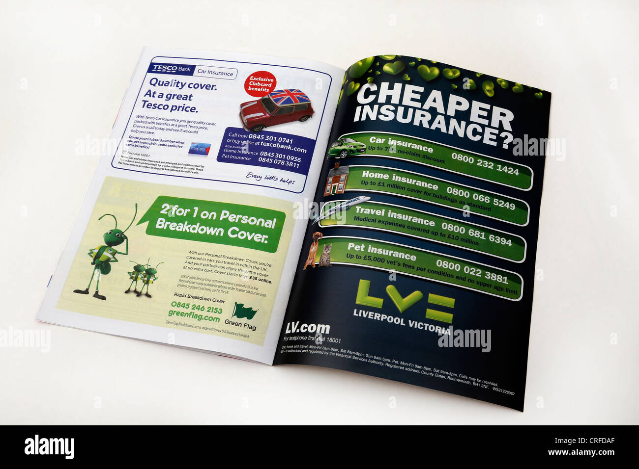 Eine Broschüre Werbung Versicherungen Vergleich Guide Stockfoto