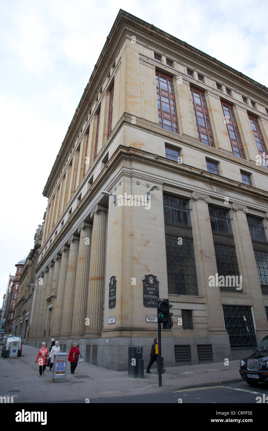 Bank von Schottland Glasgow Chef Büro an der Ecke von St. Vincent und Renfield street Glasgow Schottland Großbritannien jetzt Hbos hq bank Stockfoto