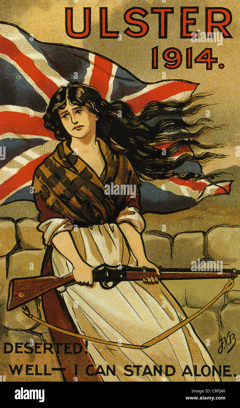 ULSTER 1914 Postkarte herausgegeben von William Strain & Sohn in Belfast kommentieren Männer der britischen Armee Stockfoto