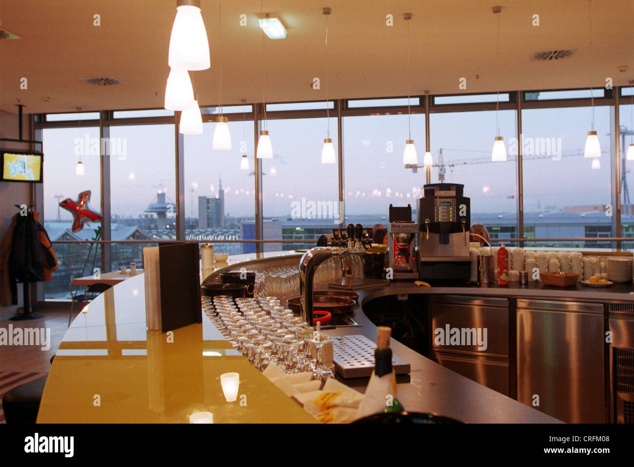 Hannover, Deutschland, Café mit Blick über das EXPO-Gelände Stockfoto