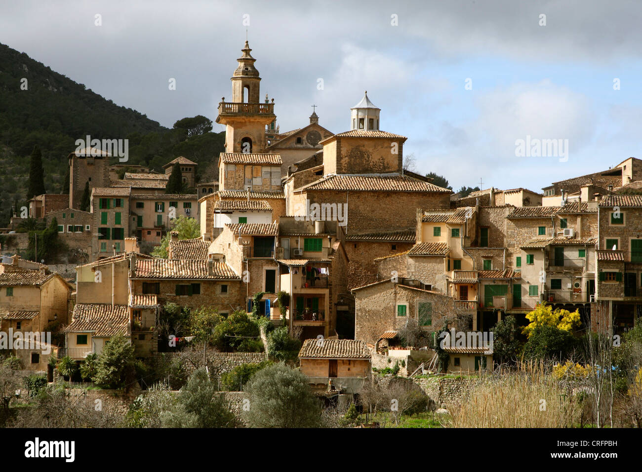 Blick auf Valldemossa, Spanien, Balearen, Mallorca Stockfoto