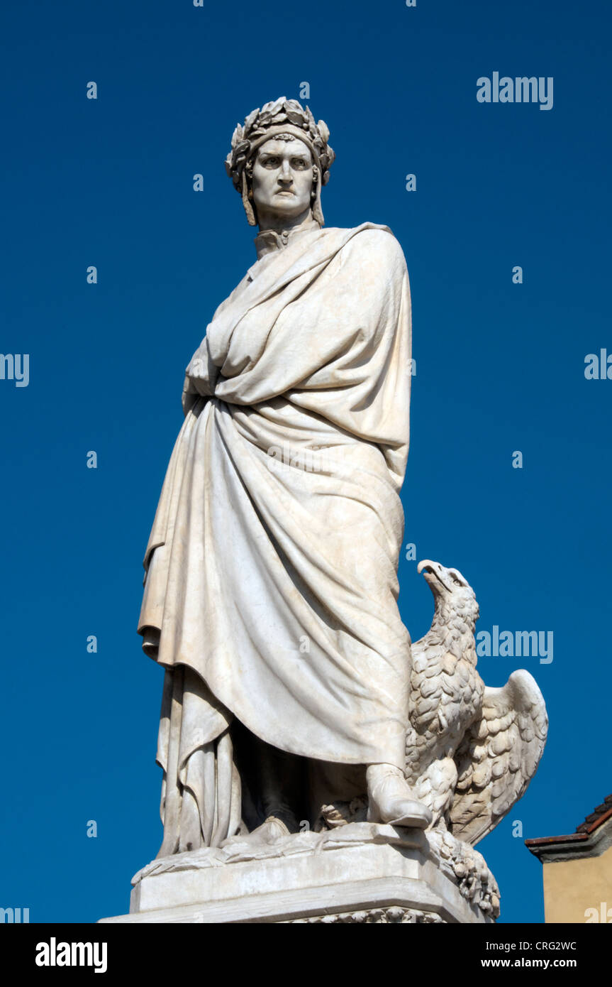 Dante-Statue Piazza di Santa Croce Florenz Italien Stockfoto