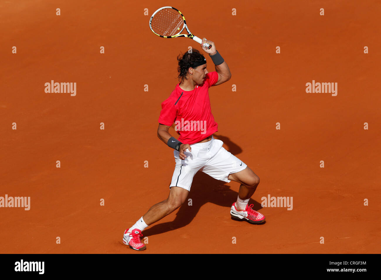 Rafael Nadal aus Spanien bei der französischen Open2012 in Aktion Stockfoto