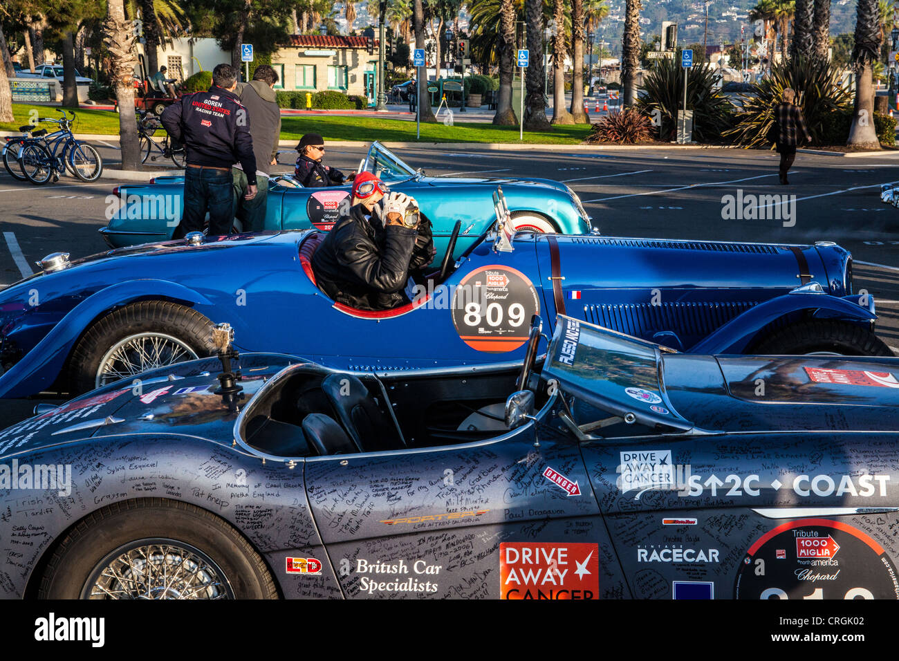 Die Startlinie für 2011 California 1000 Mille historisches Autorennen in Santa Barbara Kalifornien Stockfoto