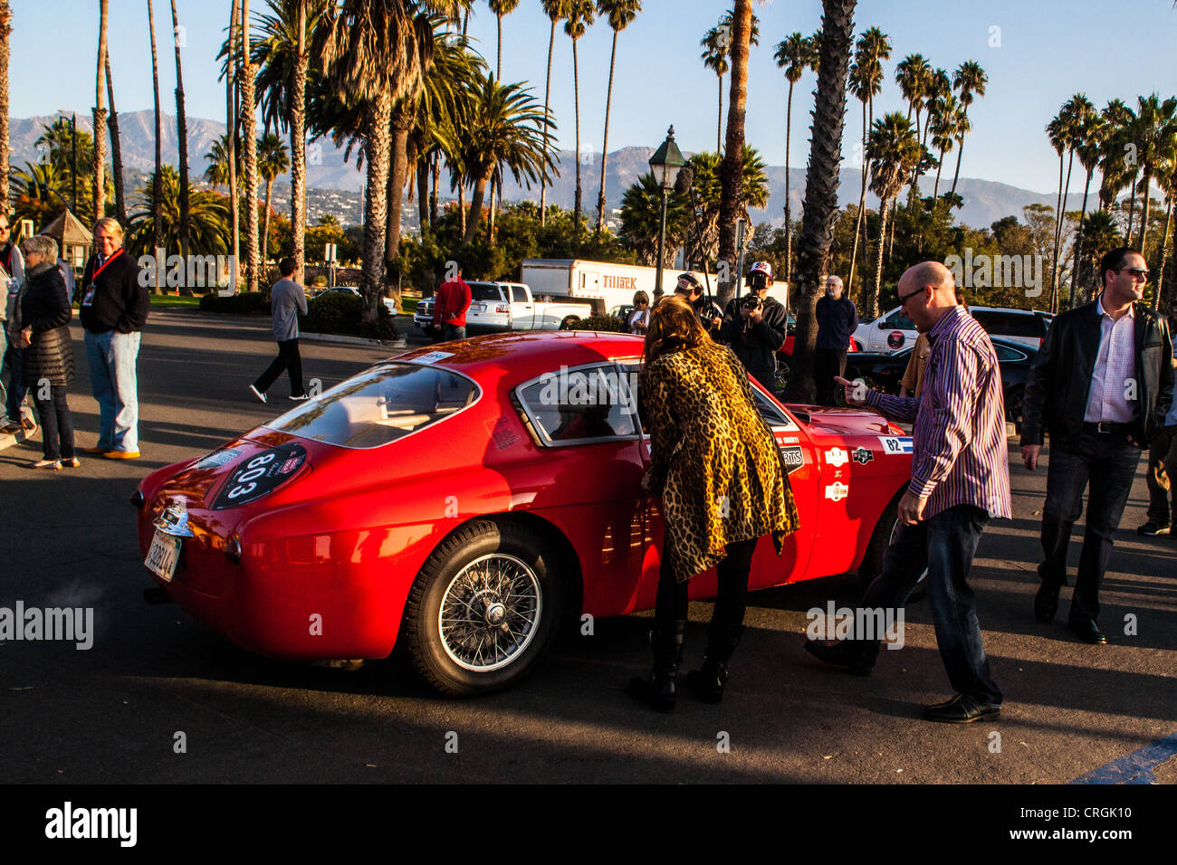 Die Startlinie für 2011 California 1000 Mille historisches Autorennen in Santa Barbara Kalifornien Stockfoto