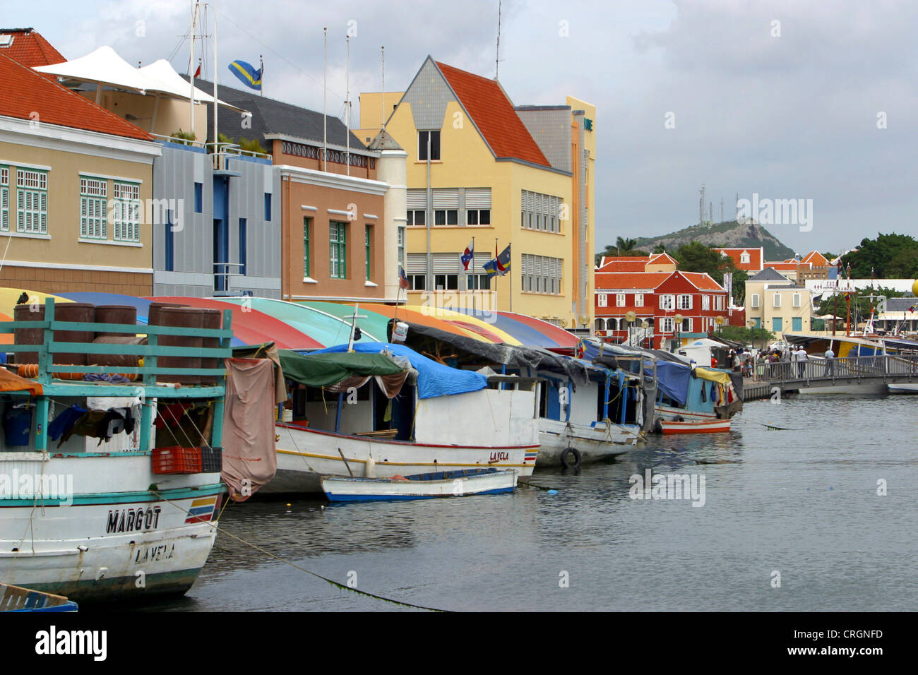 Markt, Niederländische Antillen, Willemstad, Curacao, Punda schwimmen Stockfoto