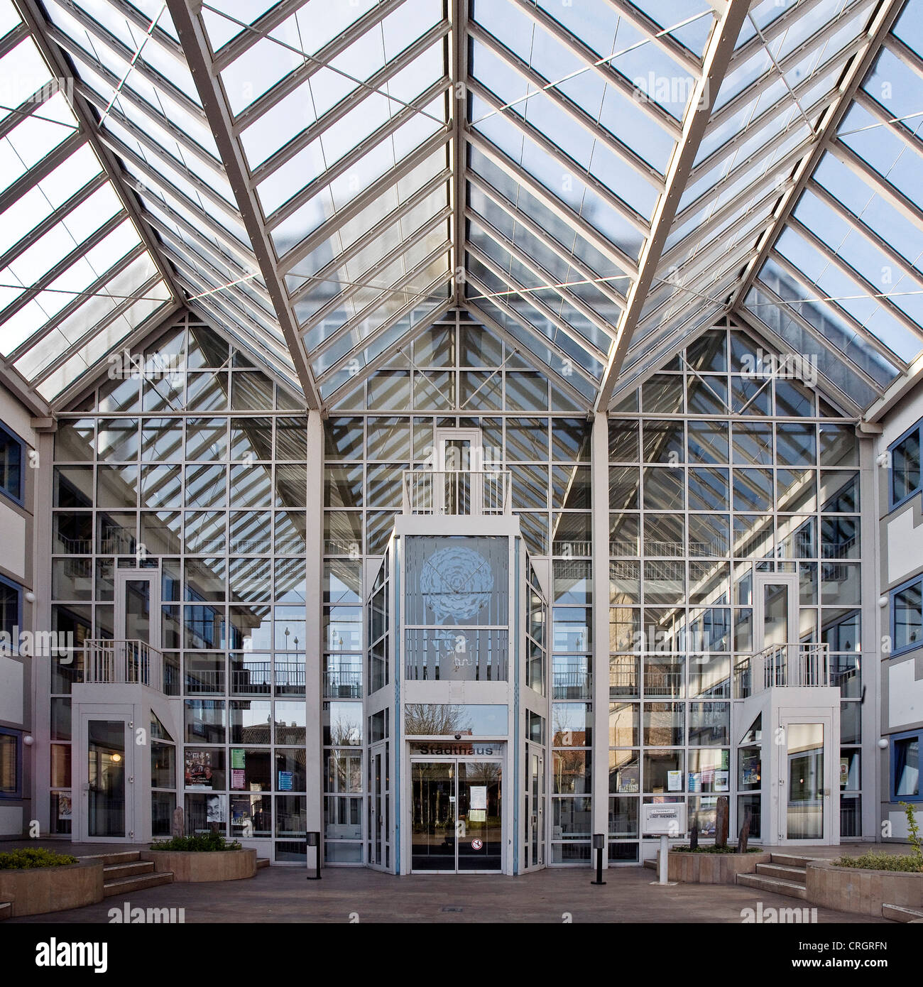 Eingangshalle des Rathauses, Rheinberg, Ruhrgebiet, Nordrhein-Westfalen, Deutschland Stockfoto