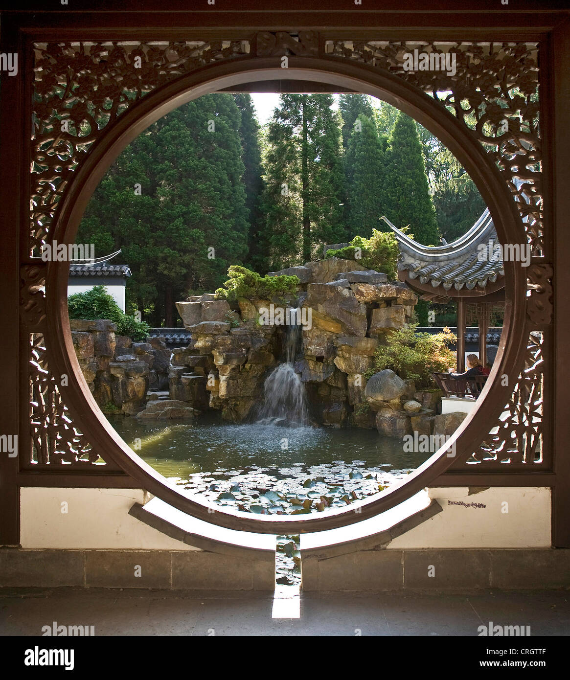 Chinesischer Garten Qian Yuan im Botanischen Garten Bochum, Deutschland, Nordrhein-Westfalen, Ruhrgebiet, Bochum Stockfoto