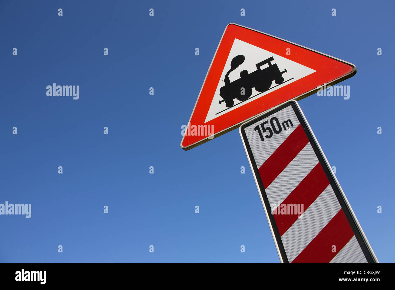 Railroad Crossing Zeichen Stockfoto