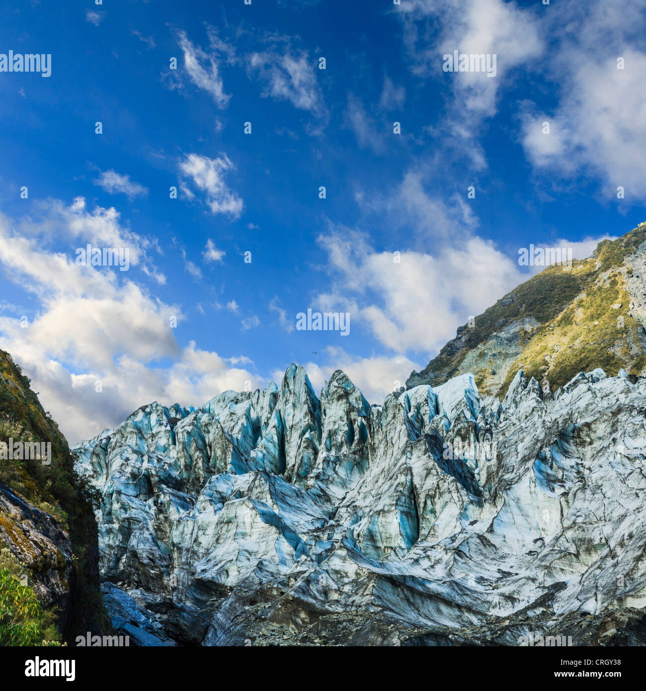 Terminal Gesicht von Fox Glacier, Neuseeland. Stockfoto