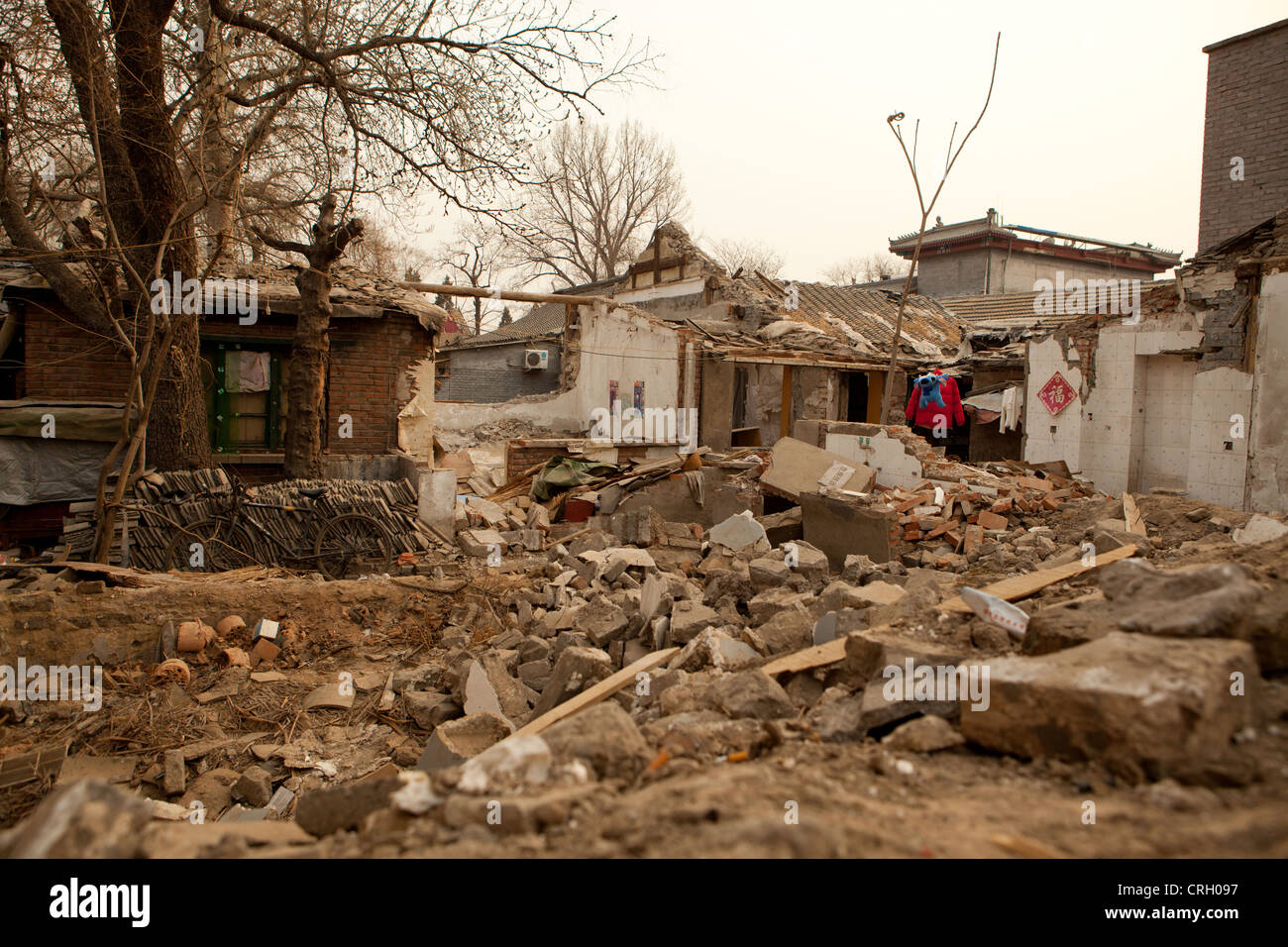 Bleibt der beschädigten Gebäude im Hutong, Peking, China, Asien Stockfoto