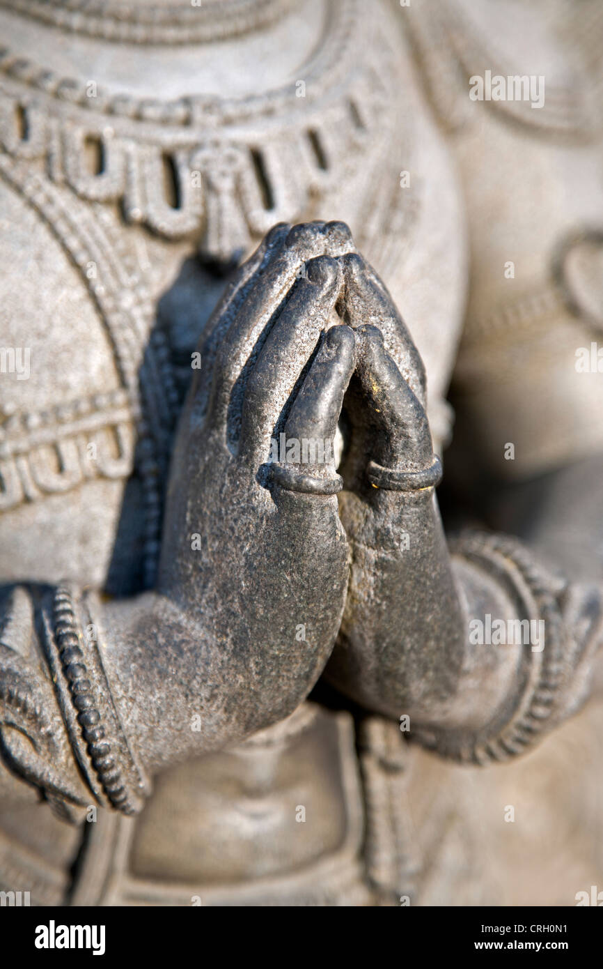 Detail der Garuda-Gottheit-Statue. Chennakeshava-Tempel. Belur. Indien Stockfoto