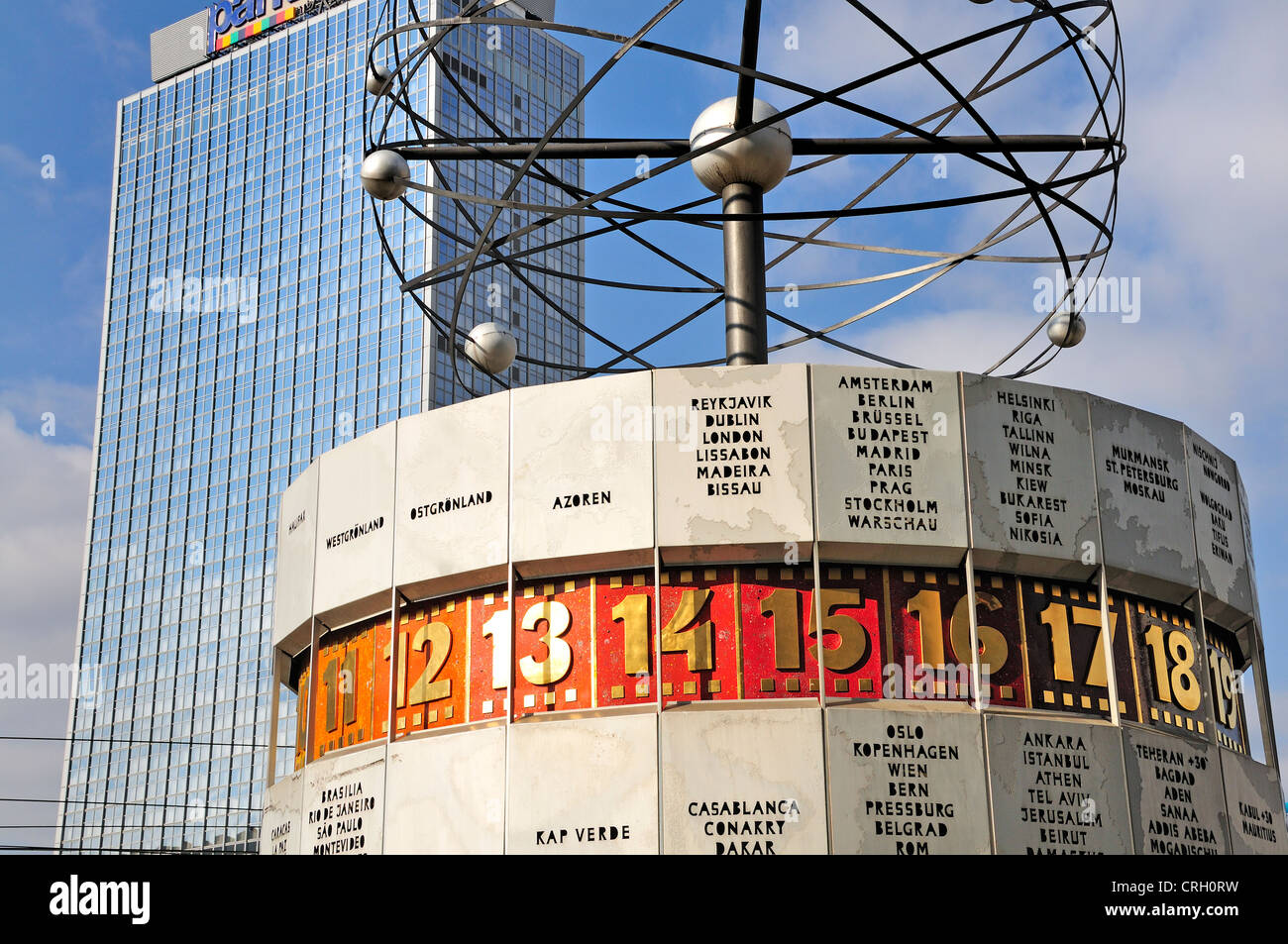 Berlin, Deutschland. Weltzeituhr / Urania Weltzeituhr am Alexanderplatz Stockfoto