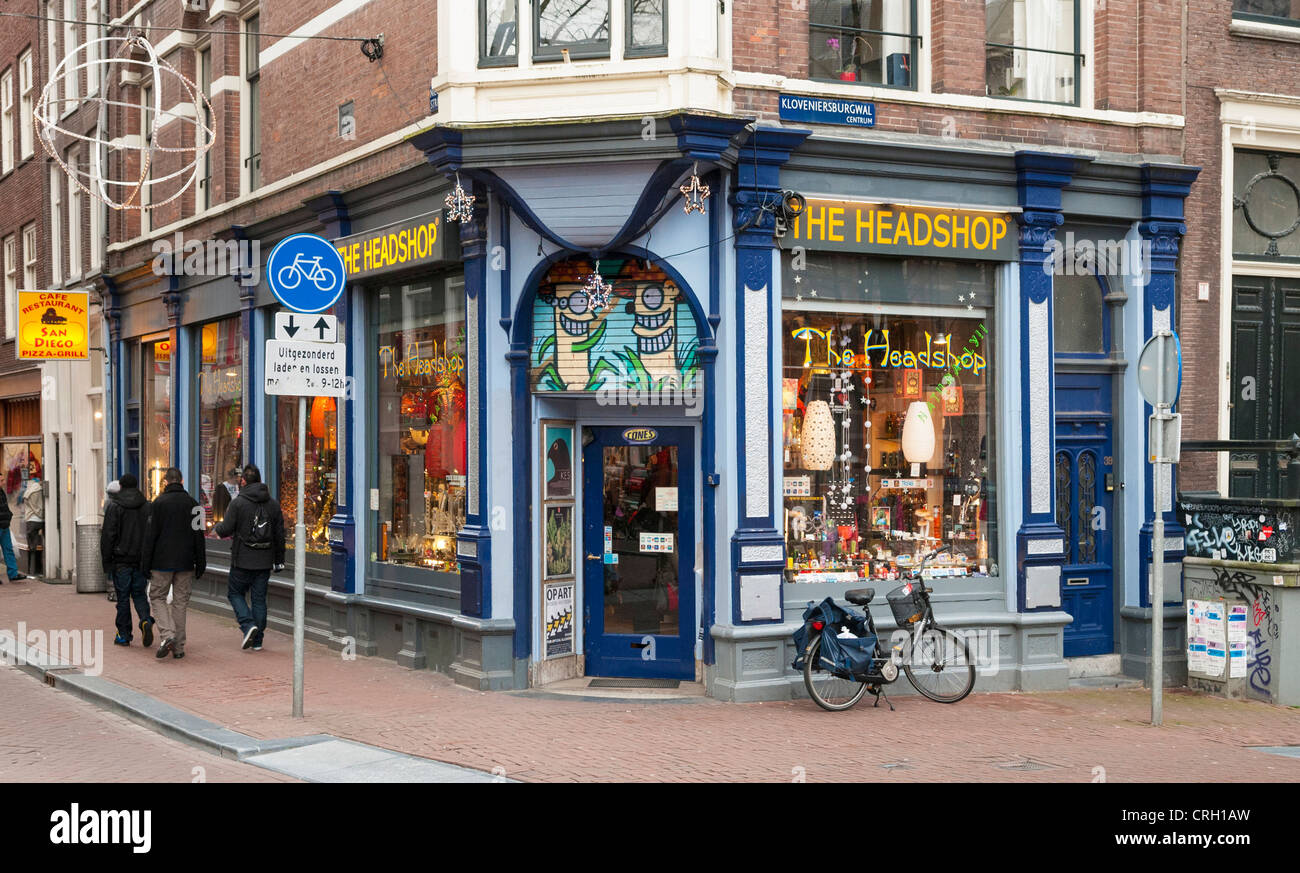 Headshop, Amsterdam, Niederlande - ein berühmter Ort, legale Droge Rauchen Ausrüstung zu kaufen Stockfoto