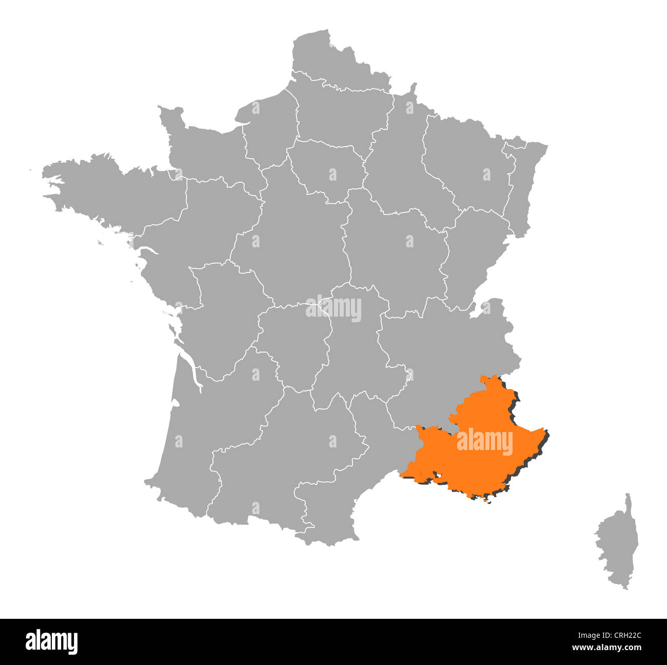 Politische Karte von Frankreich mit mehreren Regionen Provence-Alpes ...