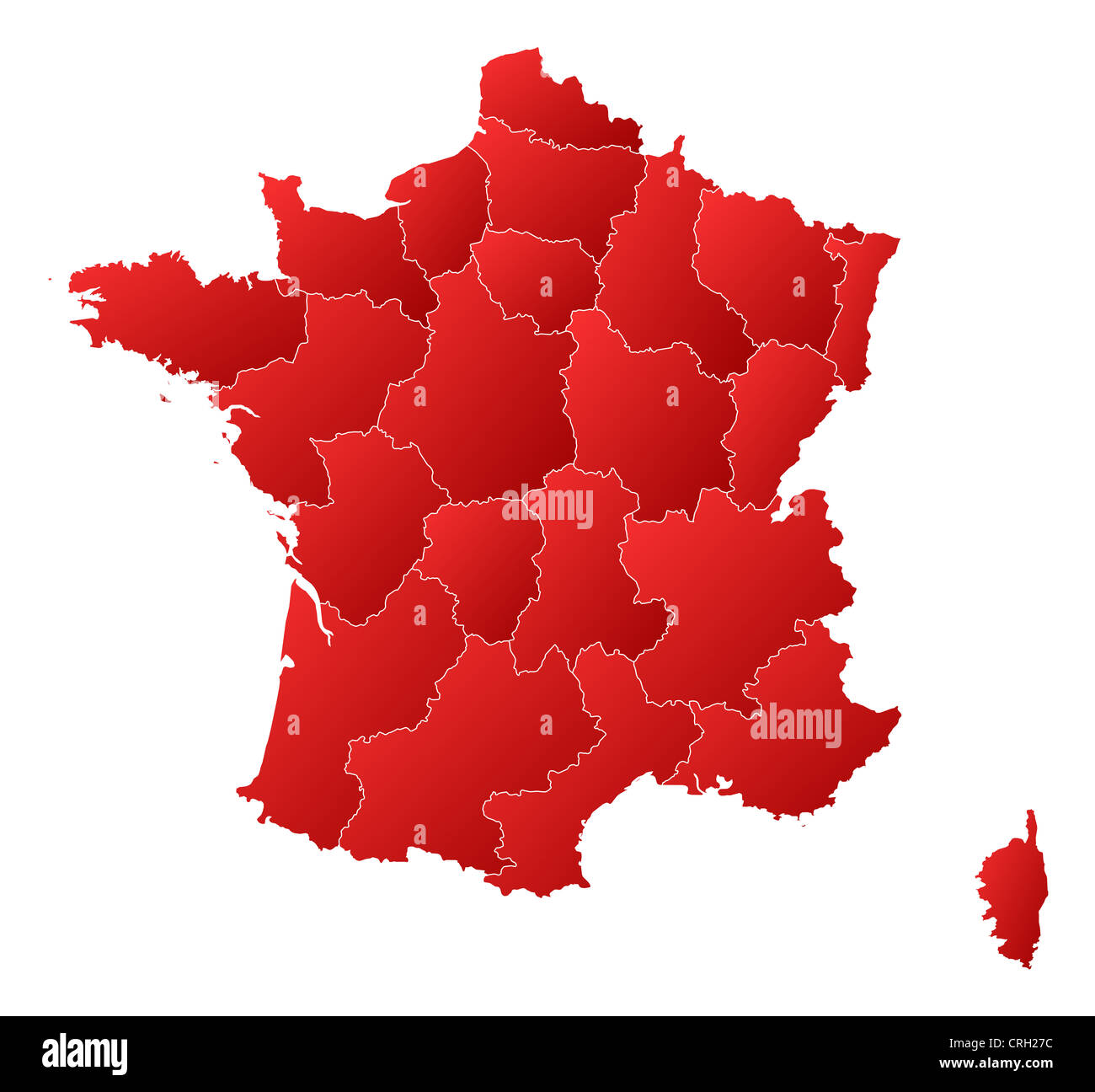Politische Karte von Frankreich mit mehreren Regionen Stockfotografie Alamy