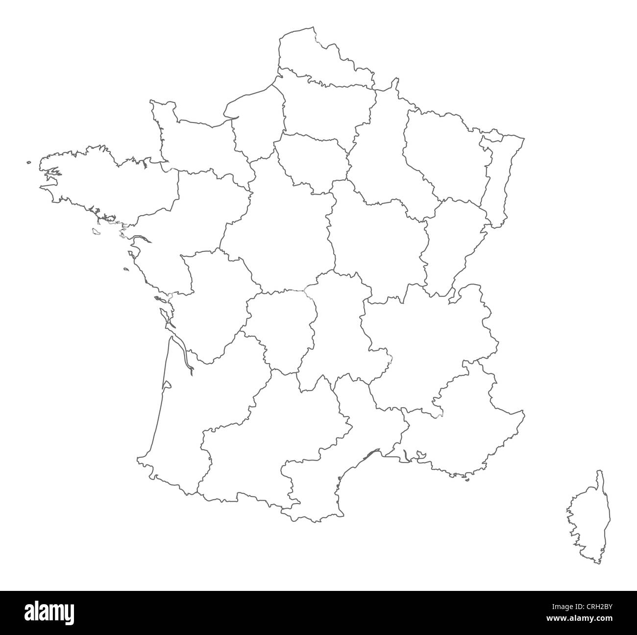 Politische Karte von Frankreich mit mehreren Regionen. Stockfoto