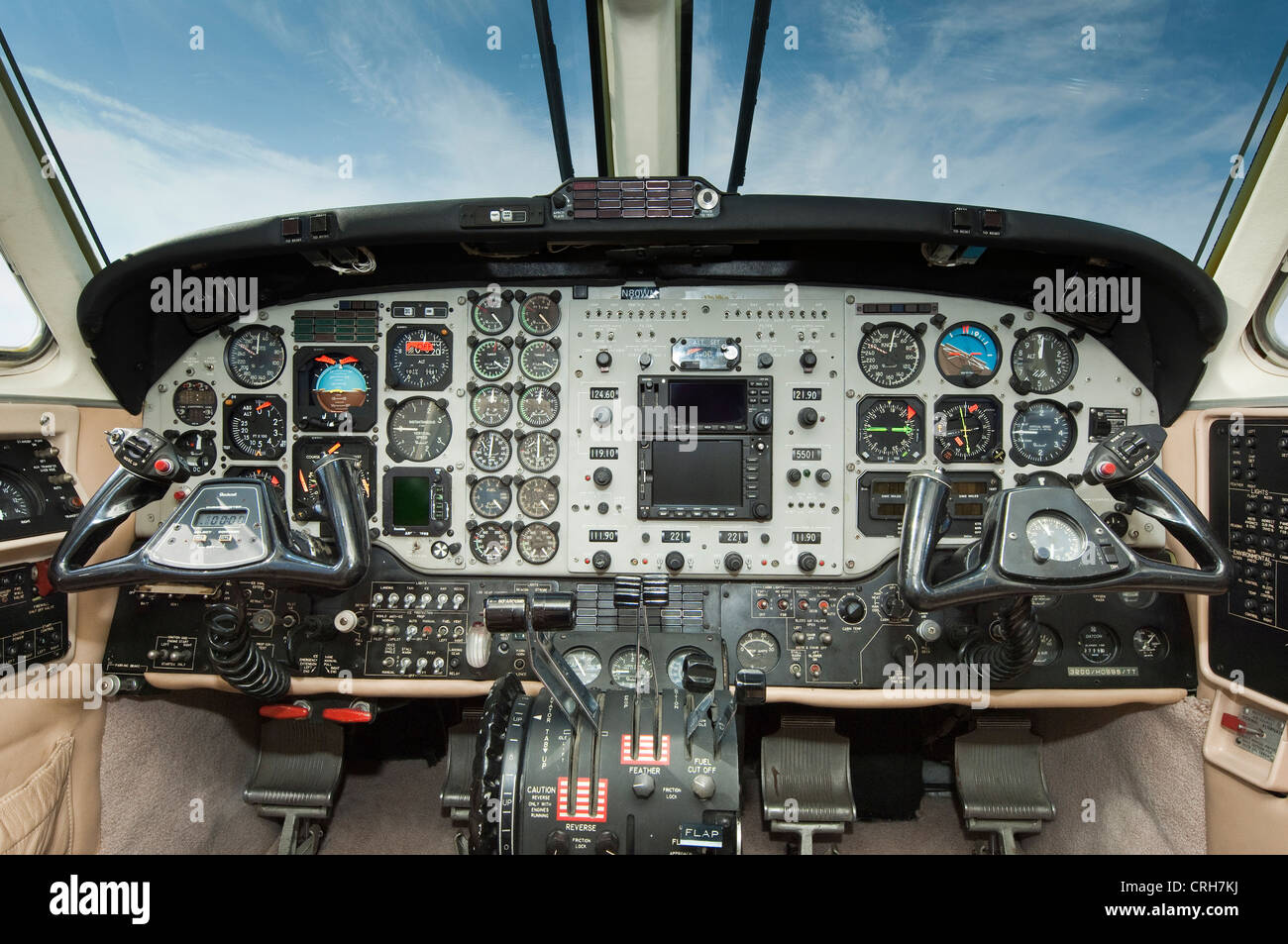 King Air Flugzeug cockpit Stockfoto