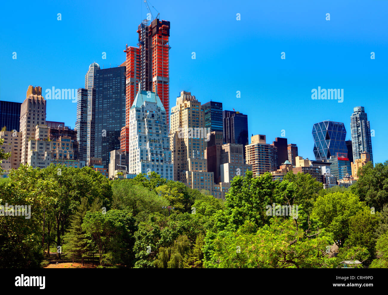 Skyline von Central Park South in New York City Stockfoto