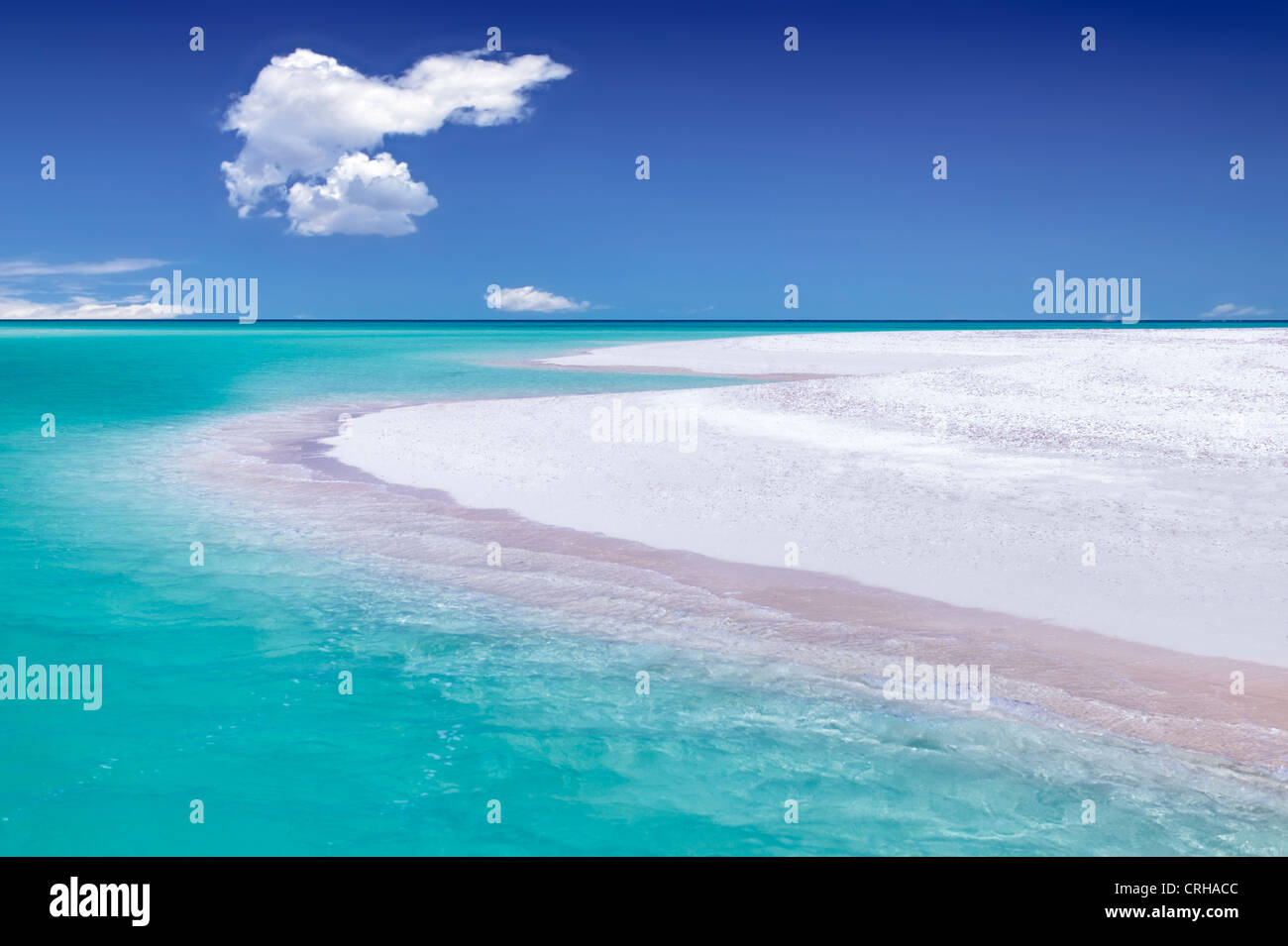 Küstenlinie von Fort George Cay, einer unbewohnten Insel. Turks- und Caicosinseln. Stockfoto