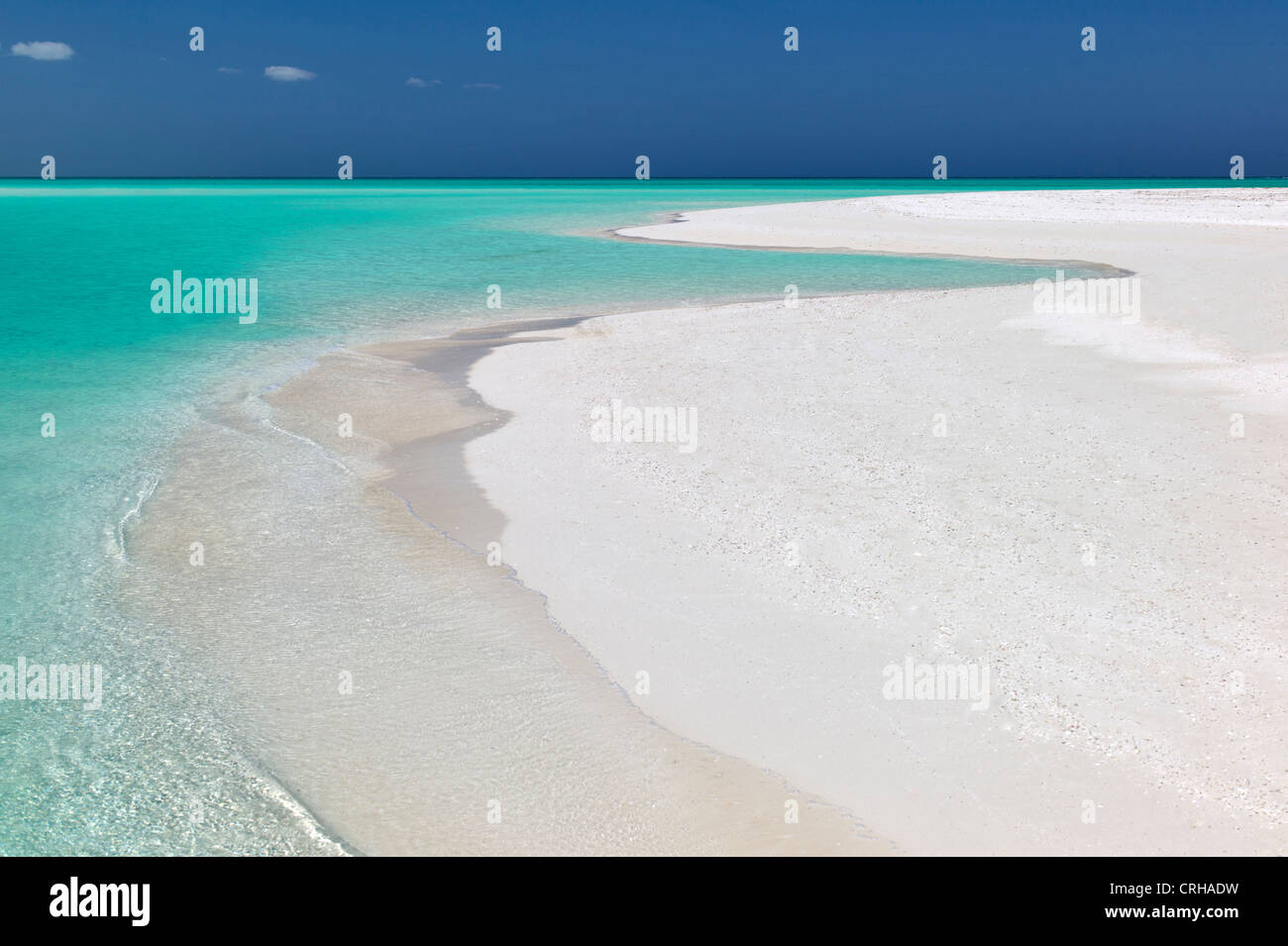 Küstenlinie von Fort George Cay, einer unbewohnten Insel. Turks- und Caicosinseln. Stockfoto