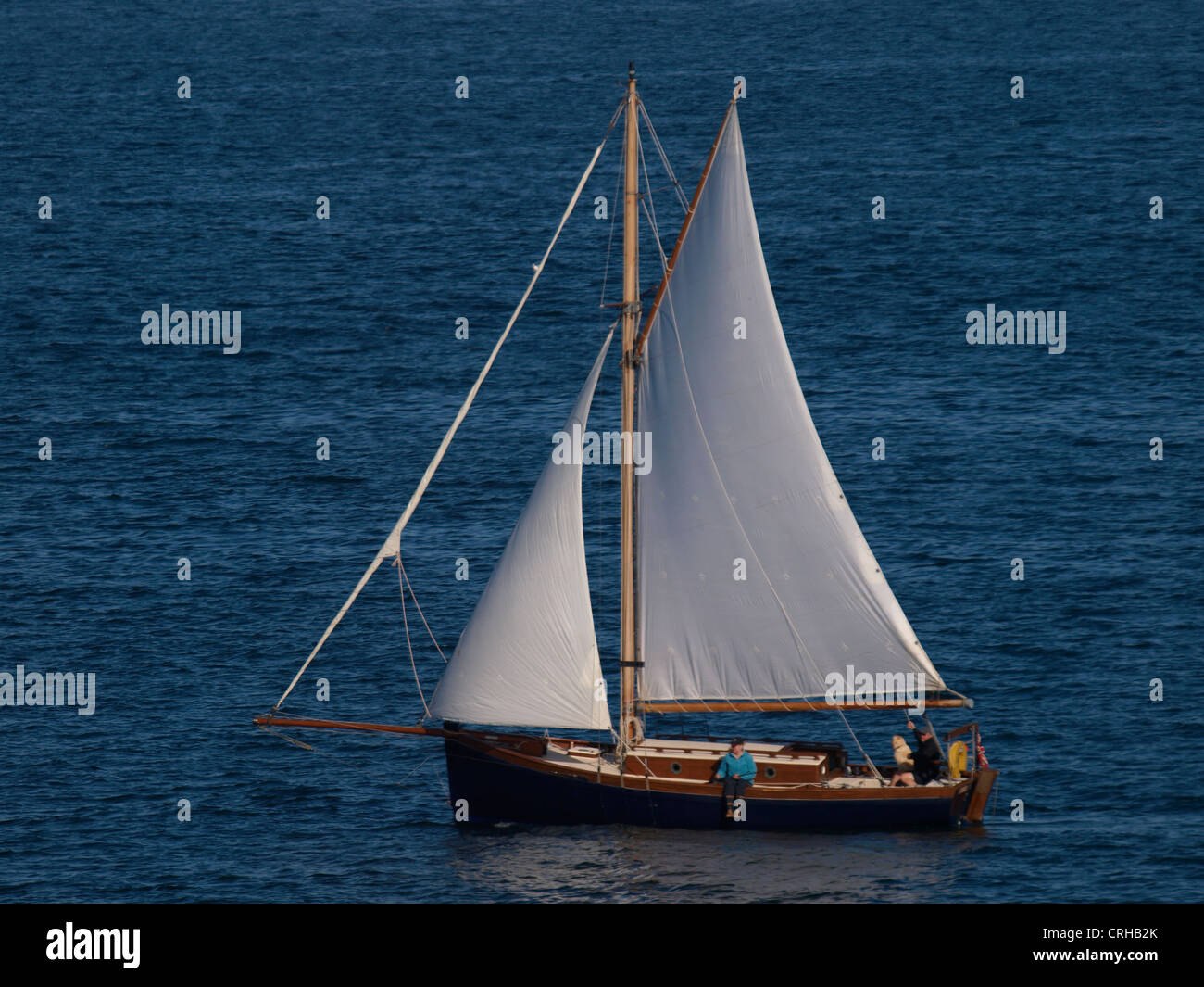 Gaff rigged Schaluppe Yacht, Falmouth, Cornwall, UK Stockfoto
