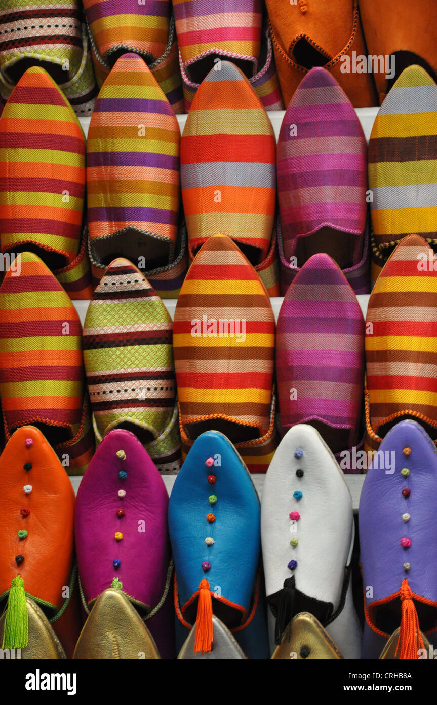 Hausschuhe - Marrakesch, Marokko Stockfoto