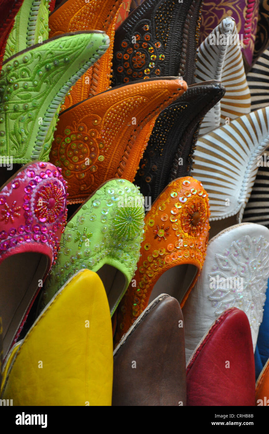 Hausschuhe - Marrakesch, Marokko Stockfoto