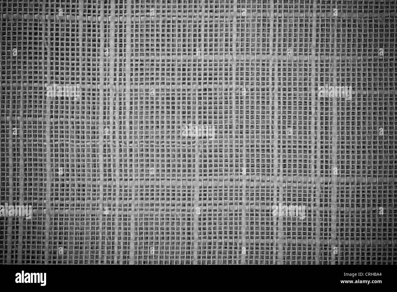 schwarz / weiß Muster Leinen Rasterhintergrund, Leinwandstruktur Stockfoto