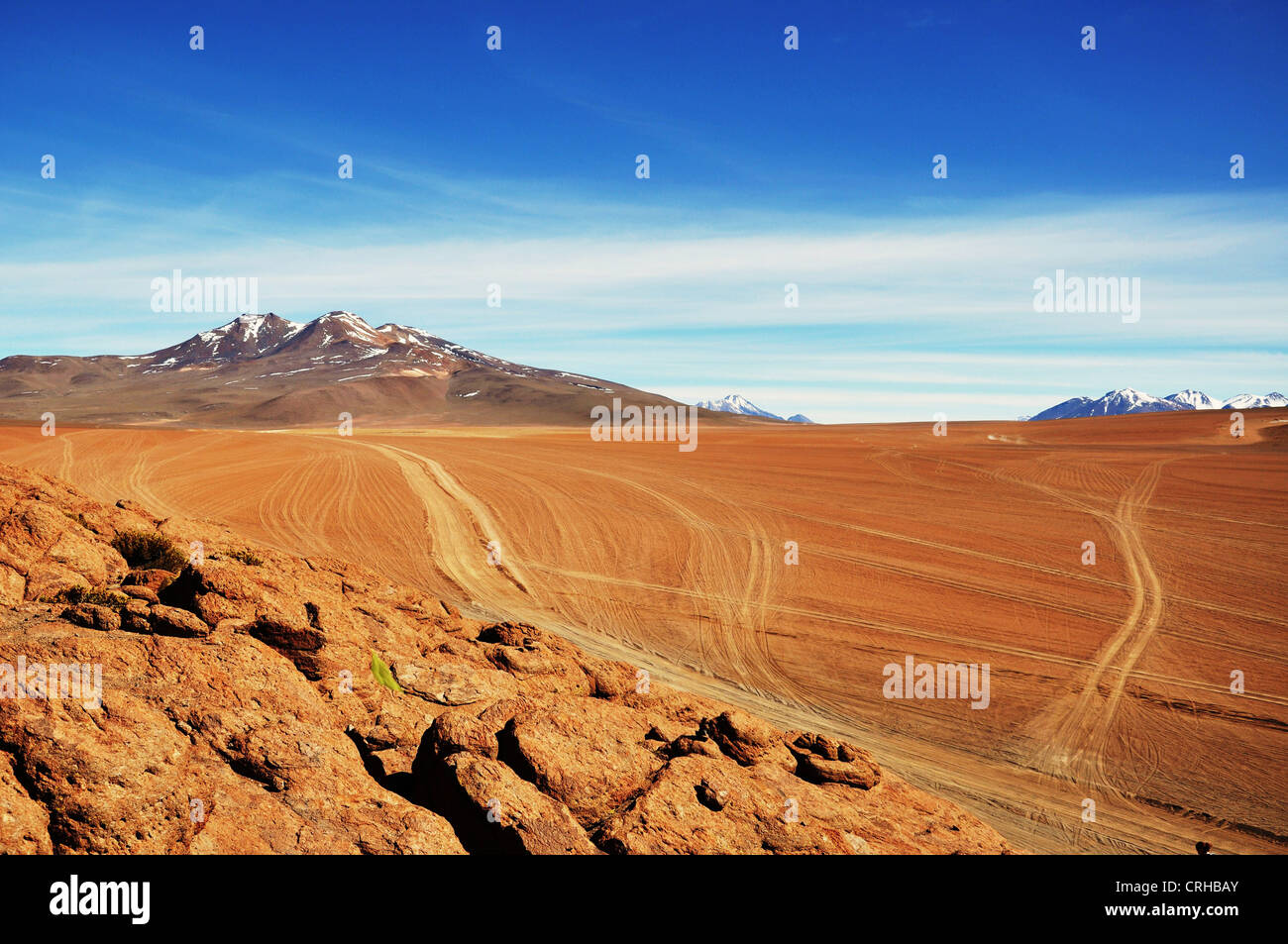 Jeeps-Tracks - Altiplano Stockfoto