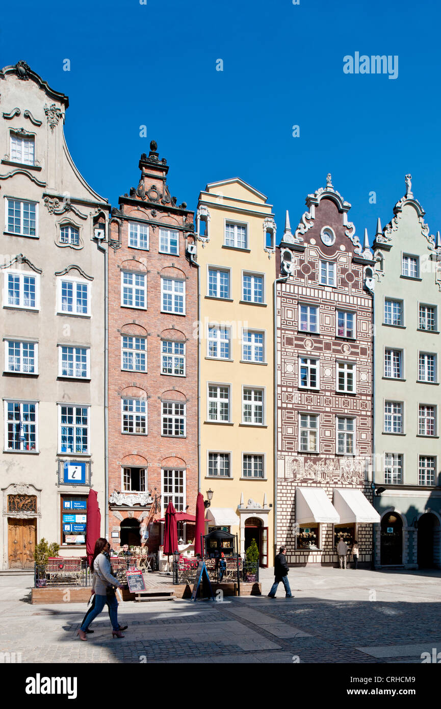 Reihenhäuser mit Blick auf langen Markt, Altstadt, Gdansk, Polen Stockfoto