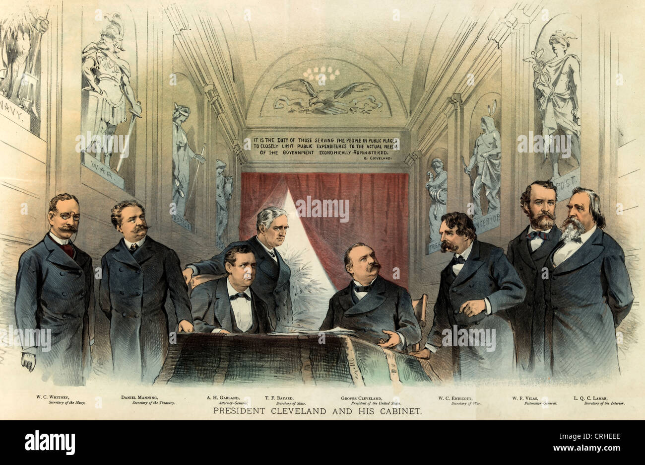 US-Präsident Cleveland und sein Kabinett, 1885, 1. Semester Stockfoto