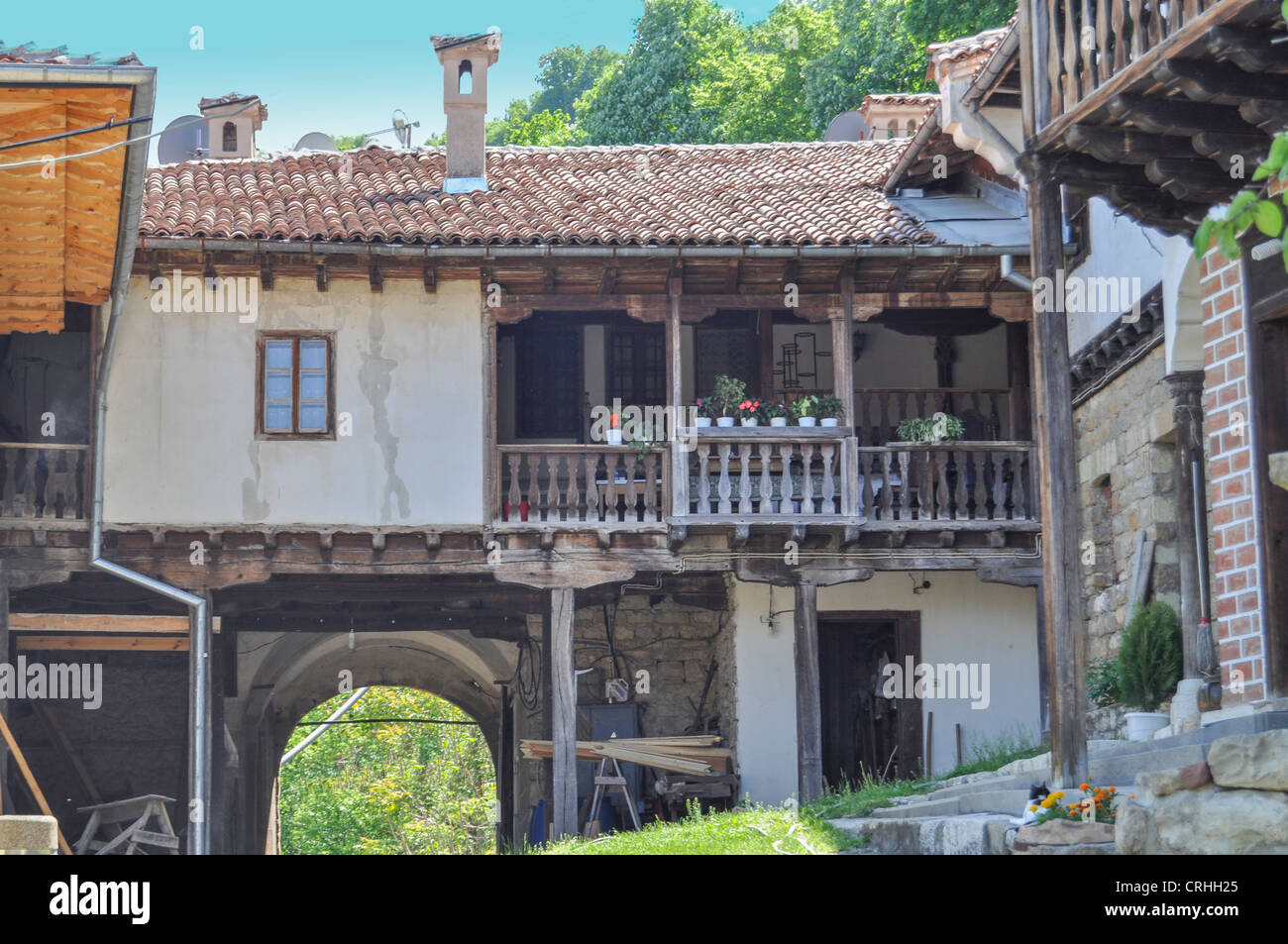 Haus im traditionellen bulgarischen Architektur Stockfoto