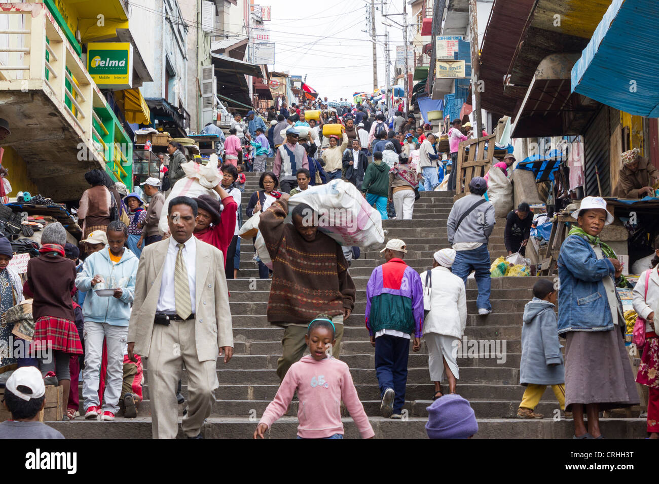 Schritte in der Nähe von Markt Analakely, Antananarivo, Madagaskar Stockfoto