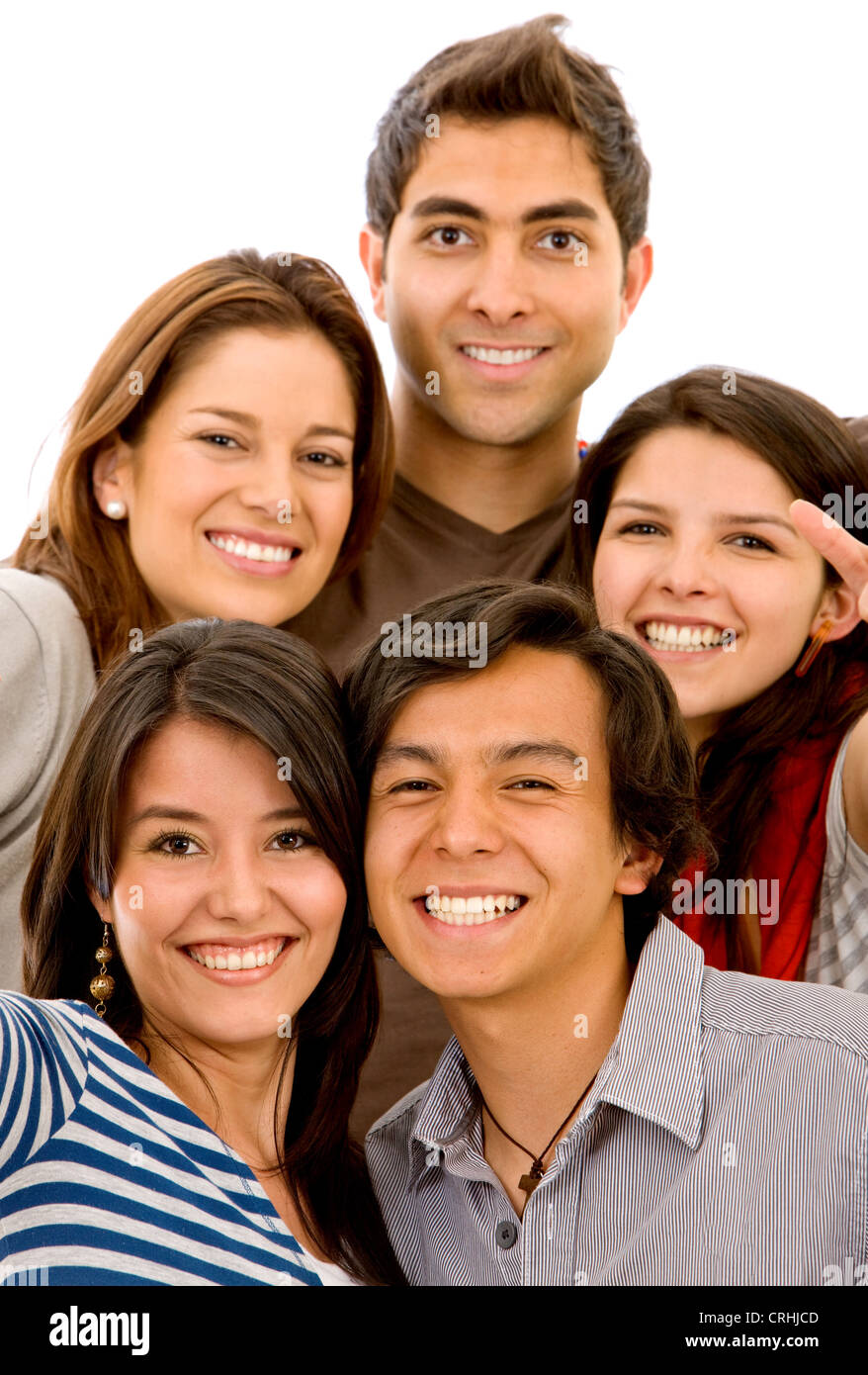 Gruppe von lächelnden junge Erwachsenen Stockfoto