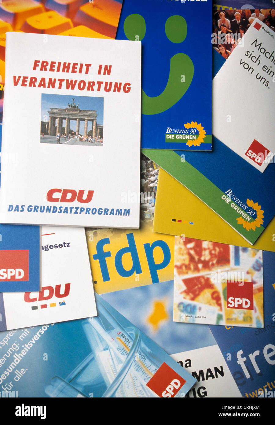 Informationen von SPD, CDU, FDP und Bündnis 90/die grünen Stockfoto
