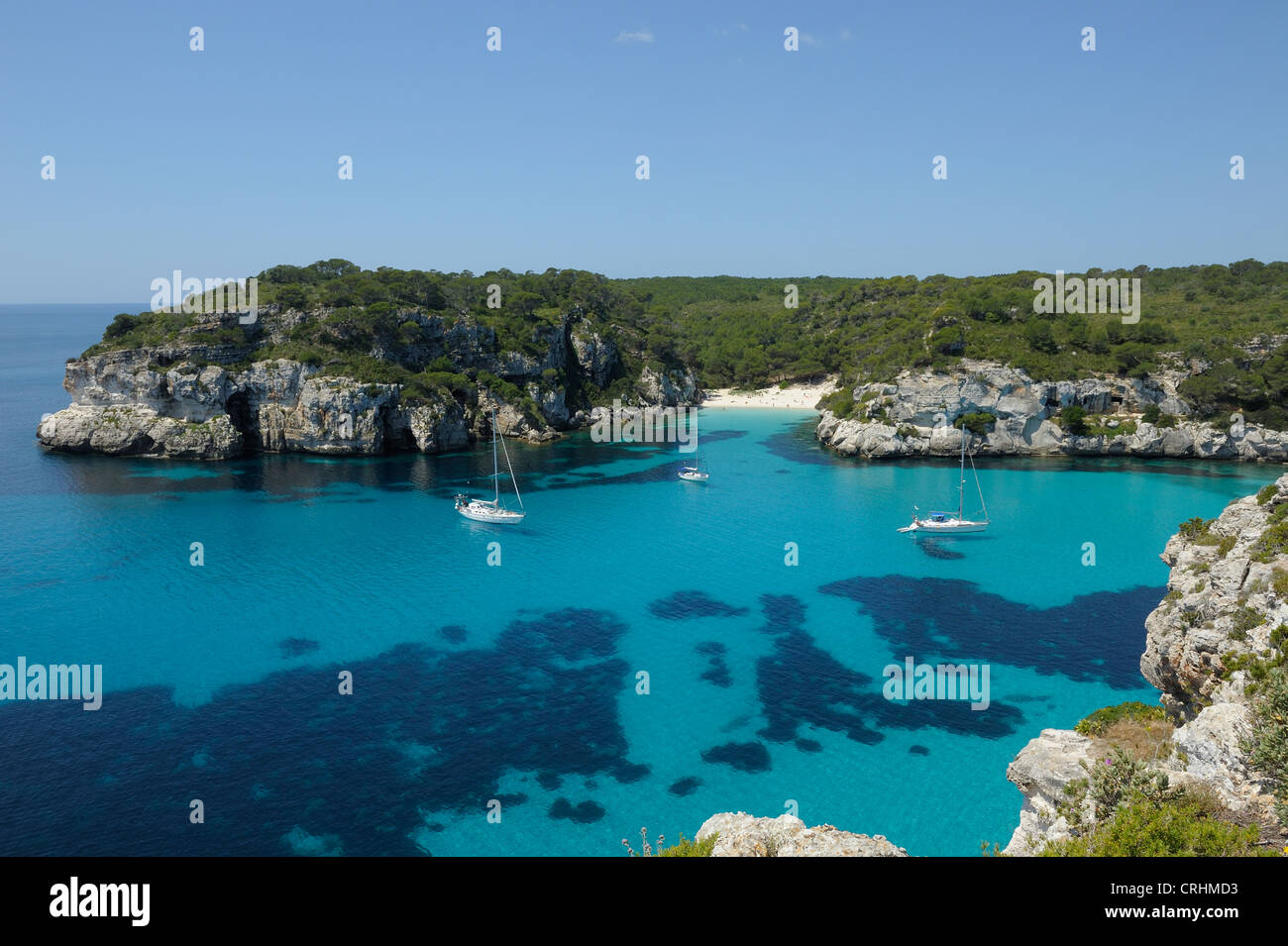 Cala Macarelleta Strand und blaue Lagune Menorca Spanien Stockfoto