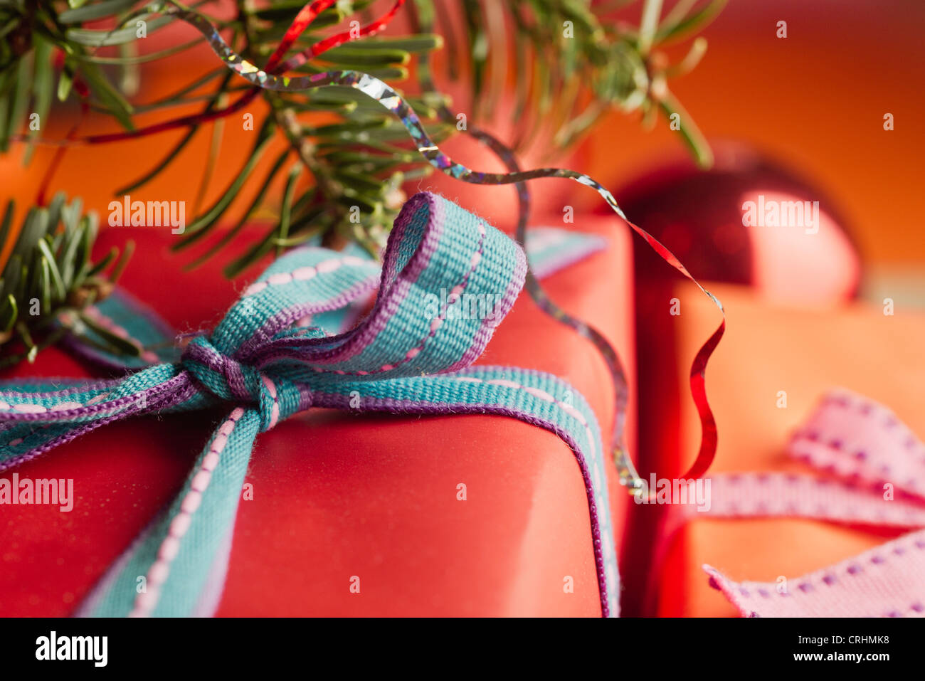 Weihnachtsgeschenke, close-up Stockfoto