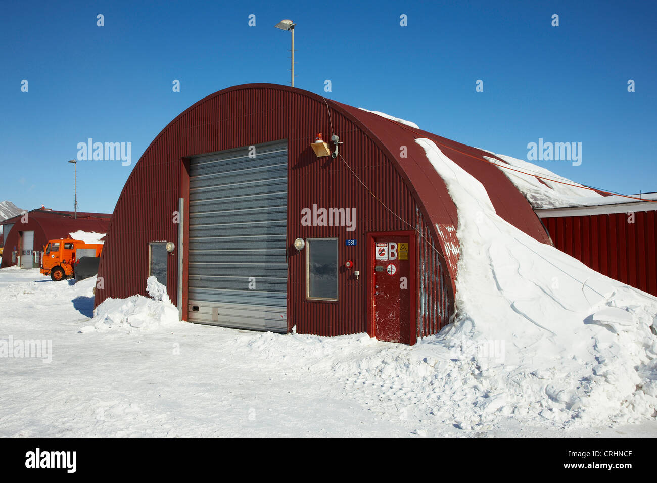 Airbase Constable Point, Nerlerit Inaat beeilen Fjord, Grönland, Ostgroenland, Tunu, Kalaallit Nunaat, Scoresbysund, Kangertittivag, Ittoqqortoormiit Stockfoto