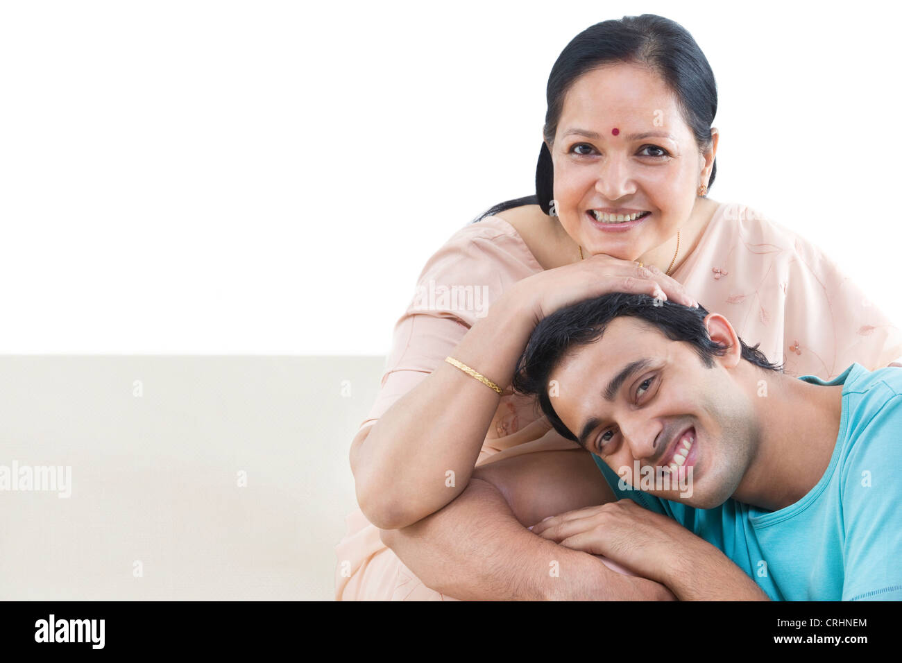 Porträt von Mutter und Sohn gemeinsam Lächeln Stockfoto
