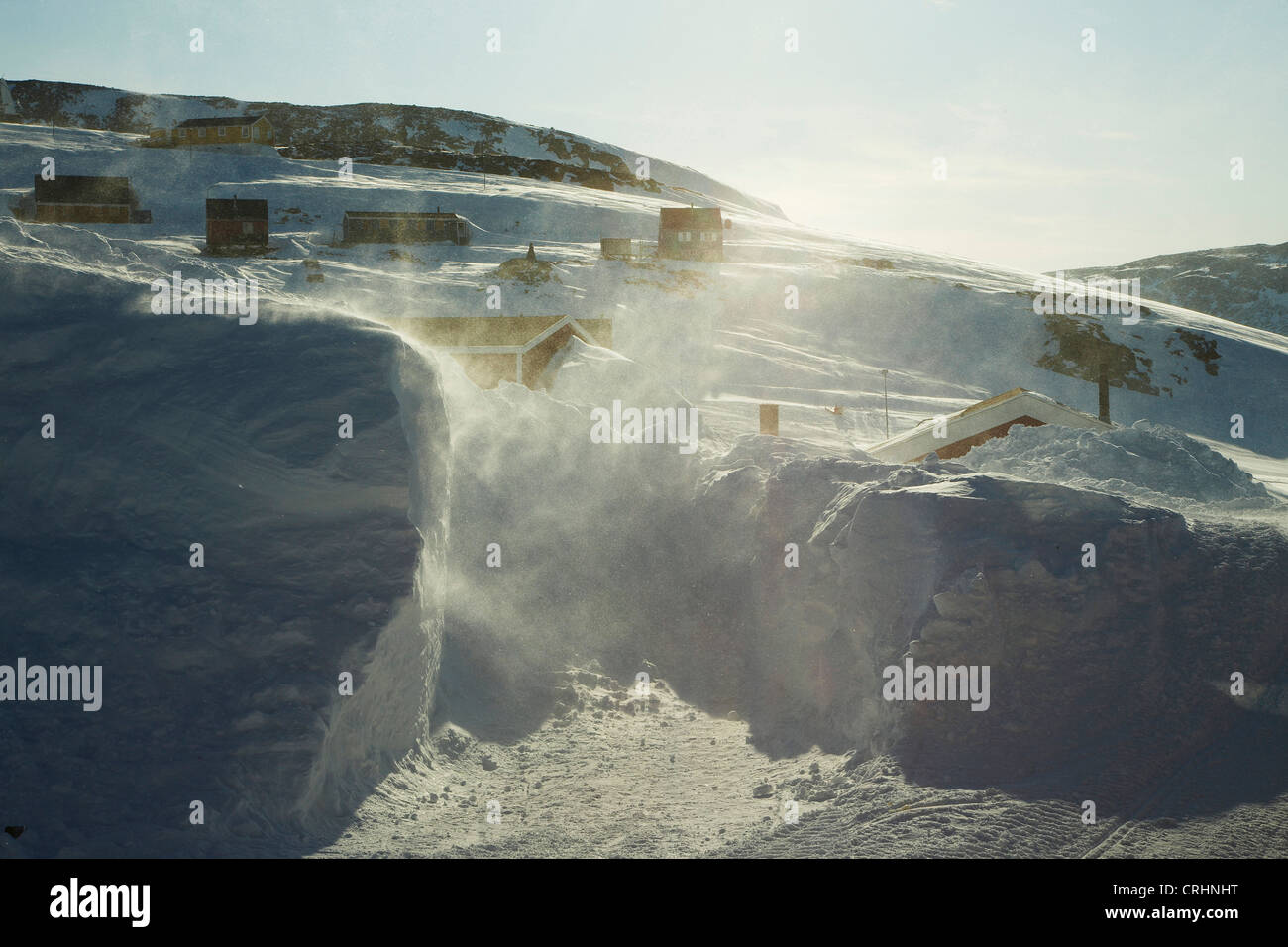 Schneelandschaft, Grönland, Ostgroenland, Tunu, Kalaallit Nunaat, Scoresbysund, Kangertittivag, Ittoqqortoormiit Stockfoto
