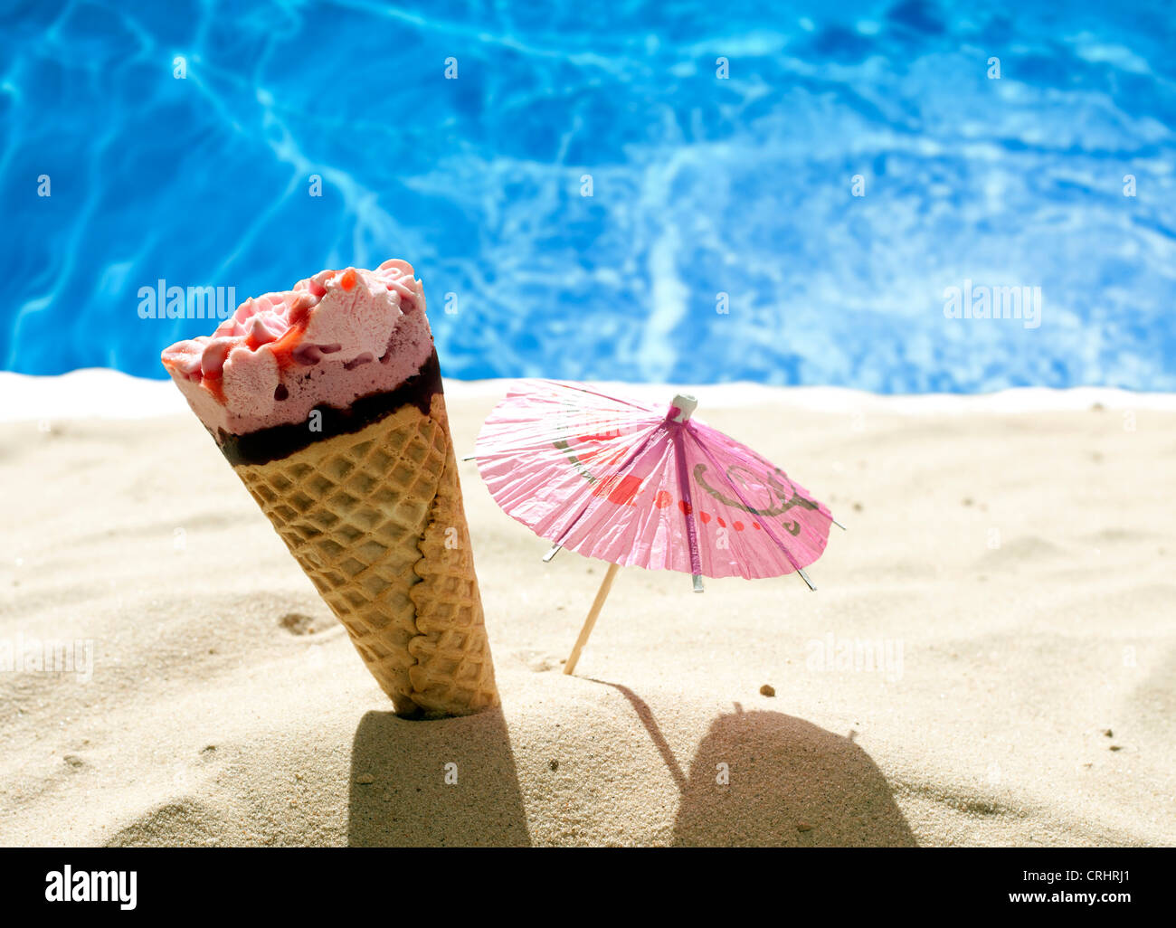 Eis am Strand Urlaub Urlaub heißen Tagen Konzept Stockfoto
