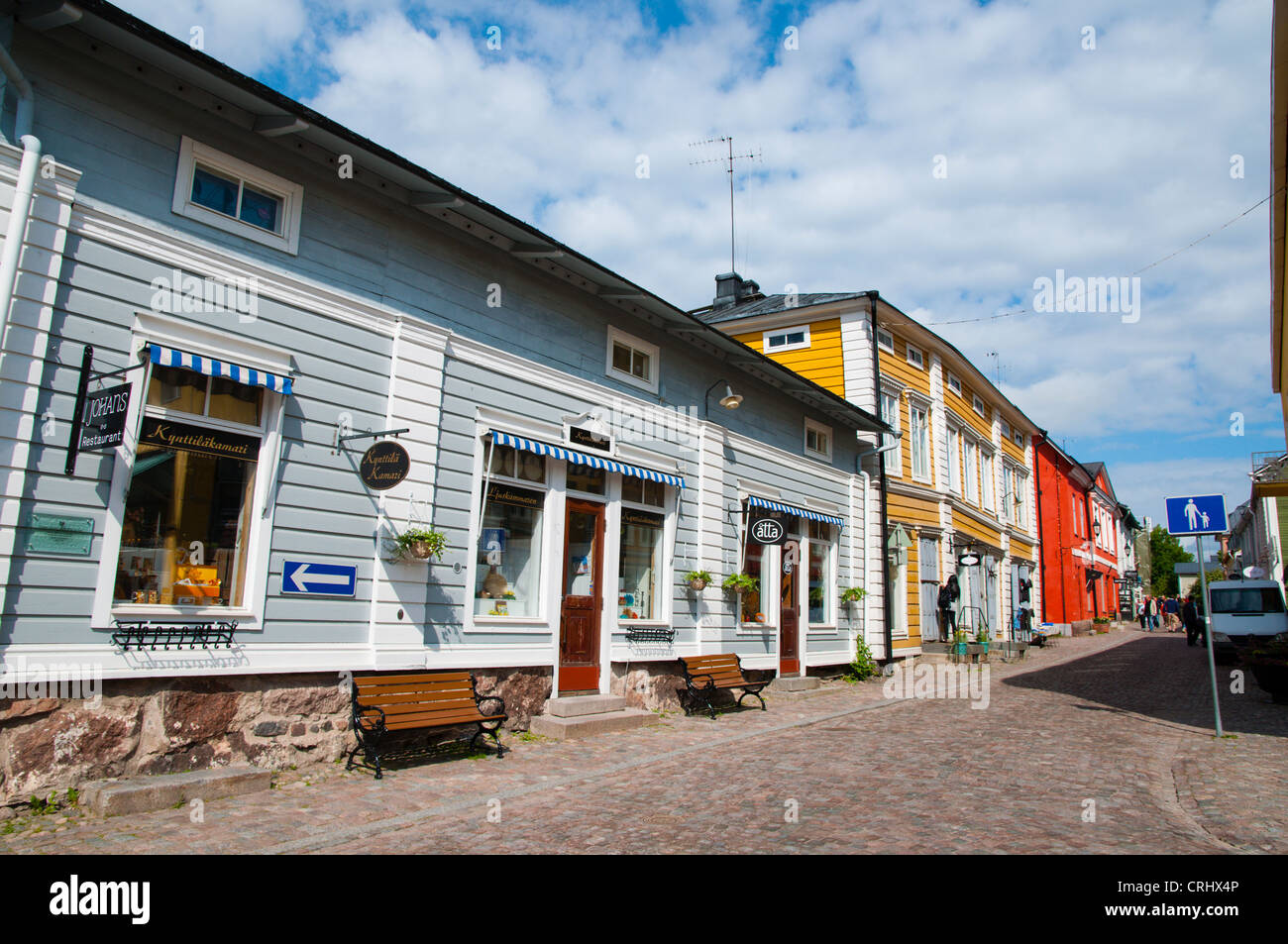 Jokikatu Straße alte Stadt Porvoo Uusimaa Provinz Finnland-Nordeuropa Stockfoto