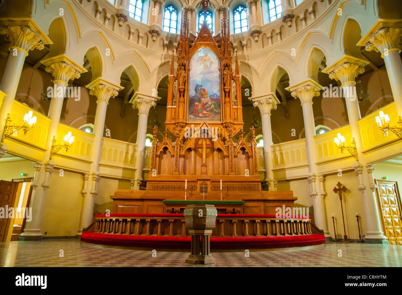 Johanneksenkirkko der Johanniskirche (1891) Kirchenraum Ullanlinna Bezirk Mitteleuropa Helsinki Finnland Stockfoto