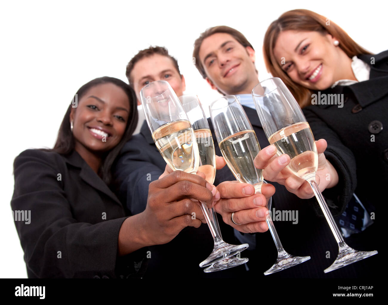 junge Menschen auf einer Party Gläser klirren Stockfoto