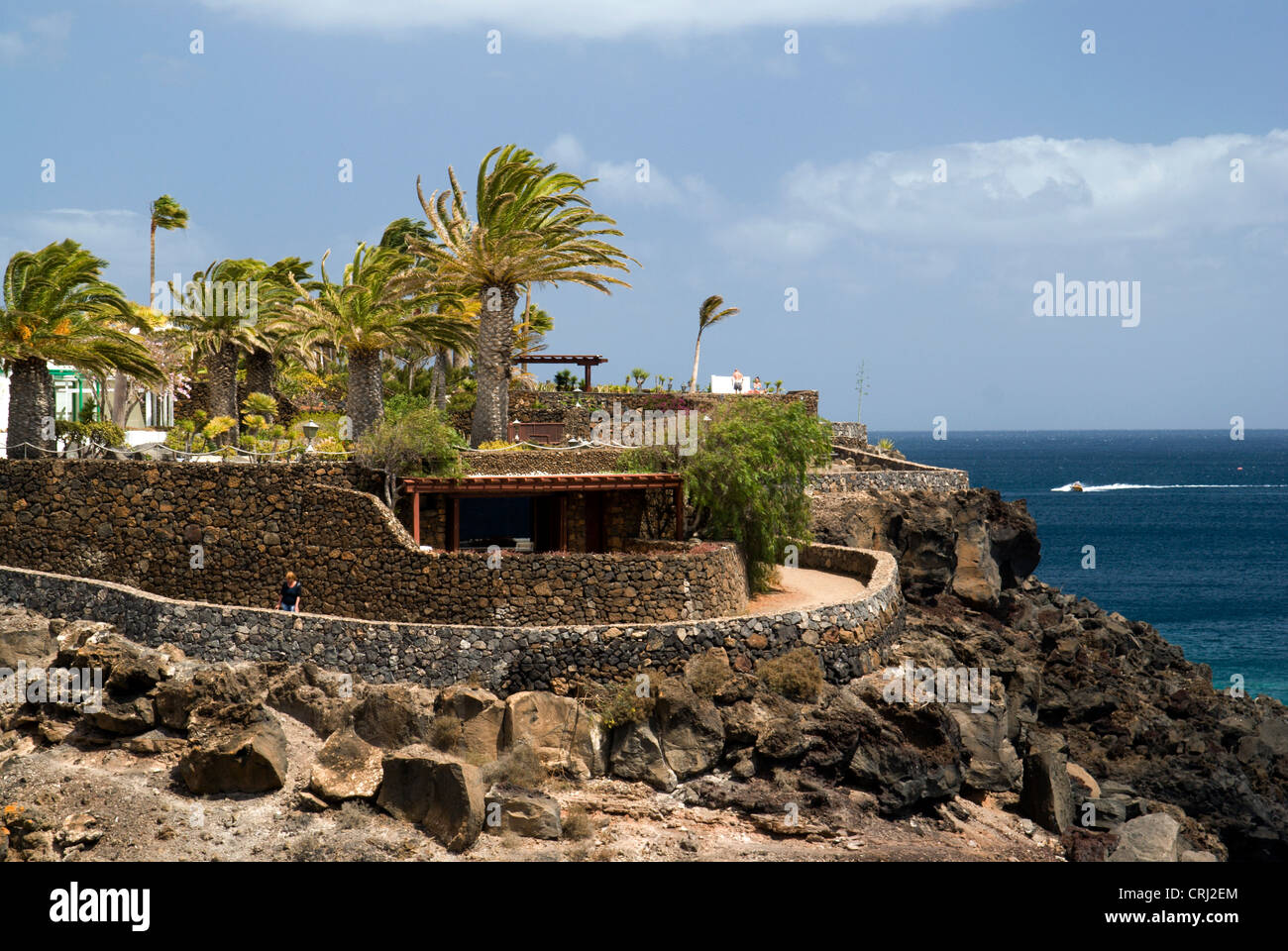 Küsten-Wanderweg zwischen Puerto Calero und Puerto Del Carmen, Lanzarote, Kanarische Inseln, Spanien Stockfoto