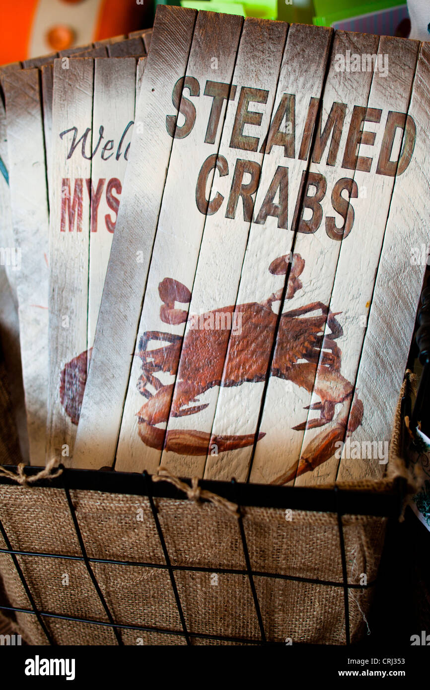 Eine Detailaufnahme eines Zeichens, die "Gedämpfte Krabben", sagt Stockfoto